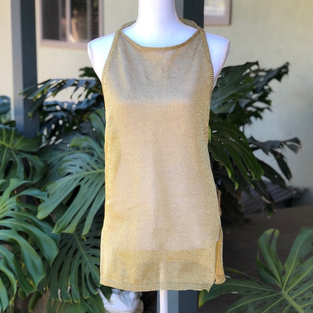 Free People Gold Racerback Top - Size M